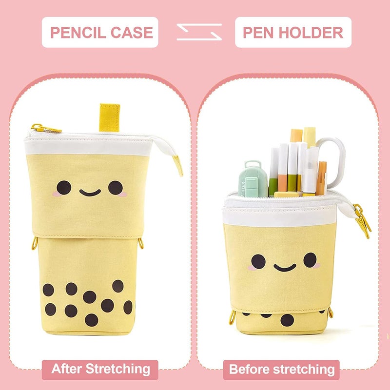 woobles Cute Pencil Case Sliding Unique Telescopic Pencil Bag Milk Tea Shape Retractable Storage Bag Cosmetic Bag 1PC - Image 4